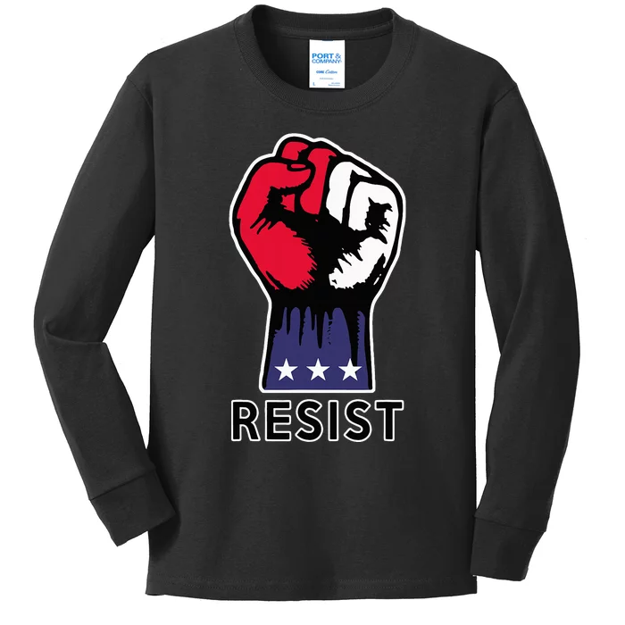 Resistance Fist Fight The Trump Agenda In Usa Kids Long Sleeve Shirt