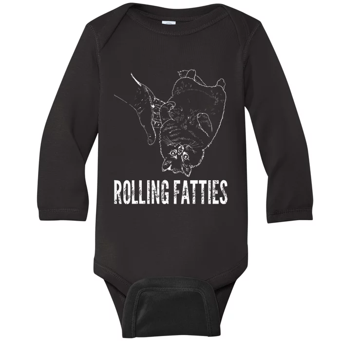 Rollin Fatties Funny Fat Kitty Cat Baby Long Sleeve Bodysuit