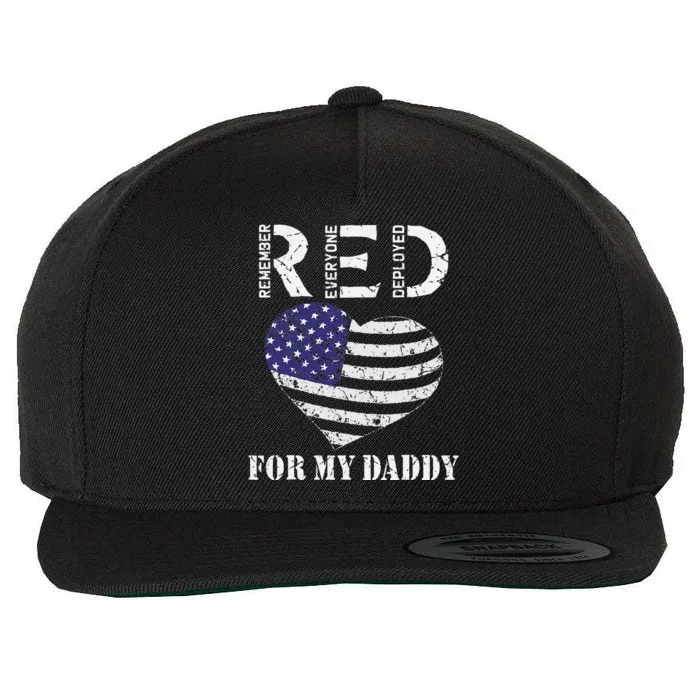 RED Friday For My Daddy Remember Everyone Deployed Dad Heart Wool Snapback Cap