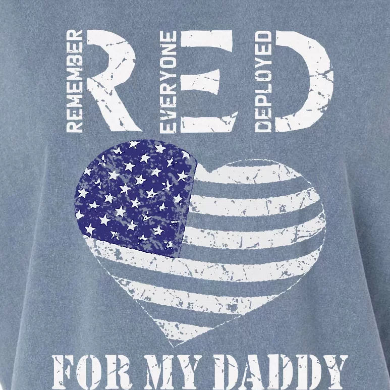 RED Friday For My Daddy Remember Everyone Deployed Dad Heart Garment-Dyed Women's Muscle Tee