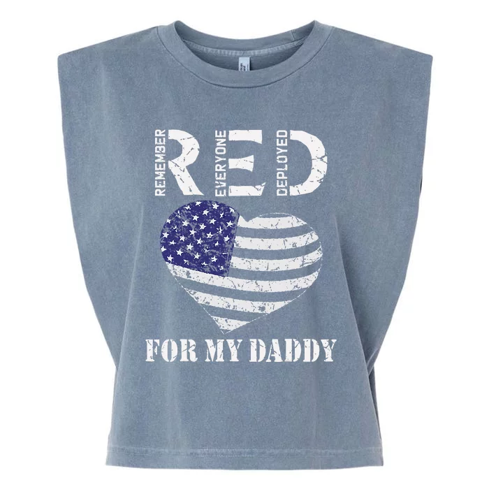 RED Friday For My Daddy Remember Everyone Deployed Dad Heart Garment-Dyed Women's Muscle Tee