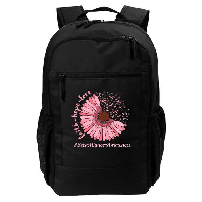 Ribbon Flower Faith Hope Love Breast Cancer Awareness Month Daily Commute Backpack