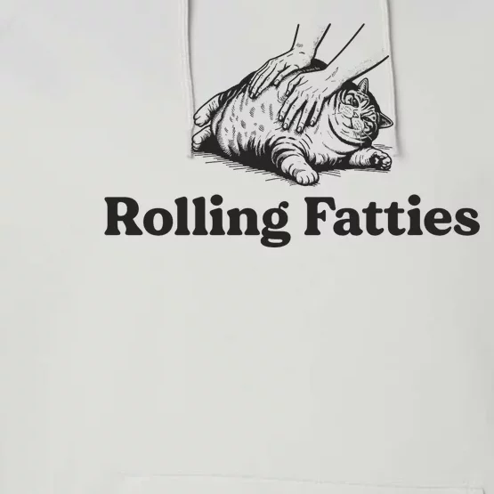 Rolling Fatties Funny Cat Lover Performance Fleece Hoodie