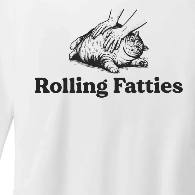 Rolling Fatties Funny Cat Lover Womens CVC Long Sleeve Shirt