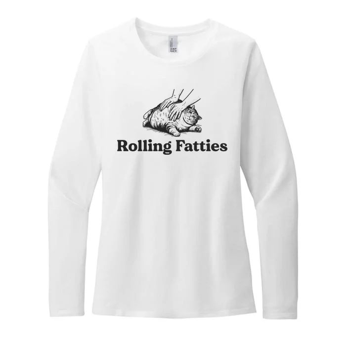 Rolling Fatties Funny Cat Lover Womens CVC Long Sleeve Shirt