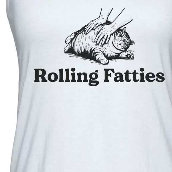 Rolling Fatties Funny Cat Lover Ladies Essential Flowy Tank