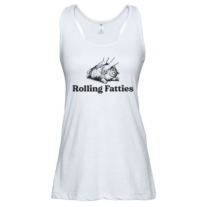 Rolling Fatties Funny Cat Lover Ladies Essential Flowy Tank