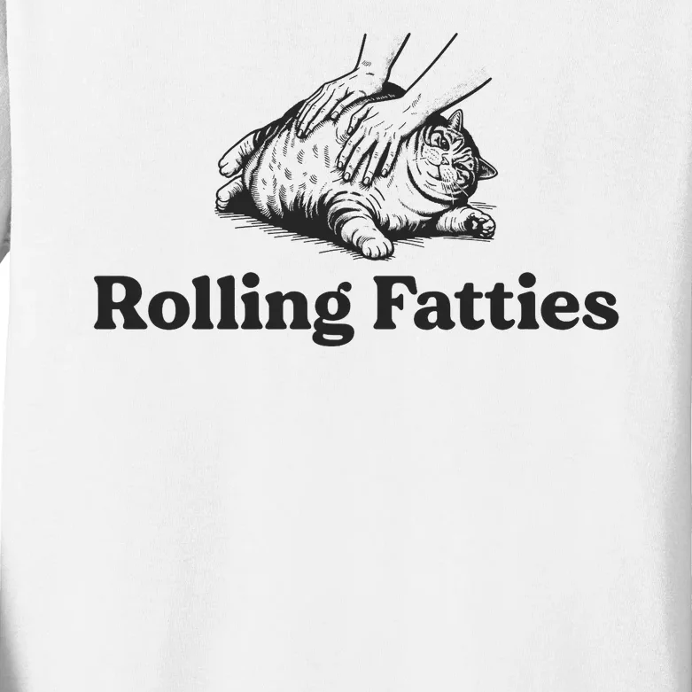 Rolling Fatties Funny Cat Lover Kids Long Sleeve Shirt