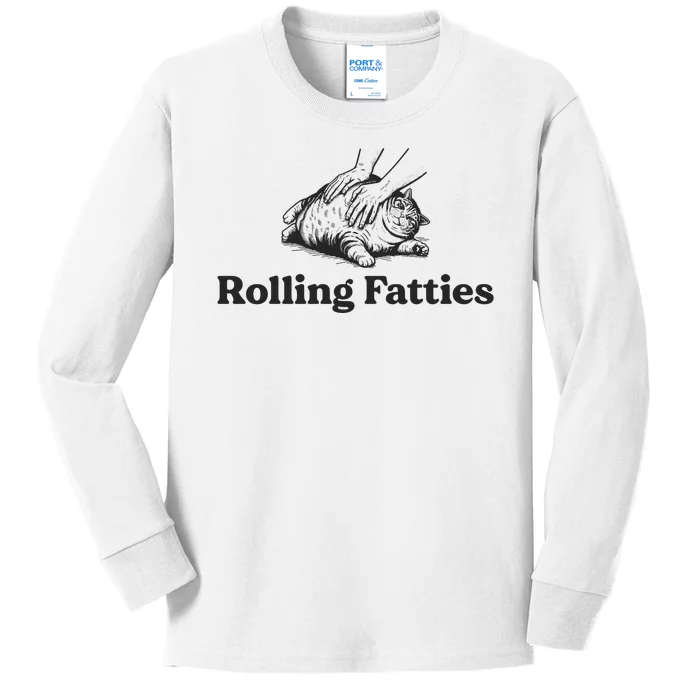 Rolling Fatties Funny Cat Lover Kids Long Sleeve Shirt