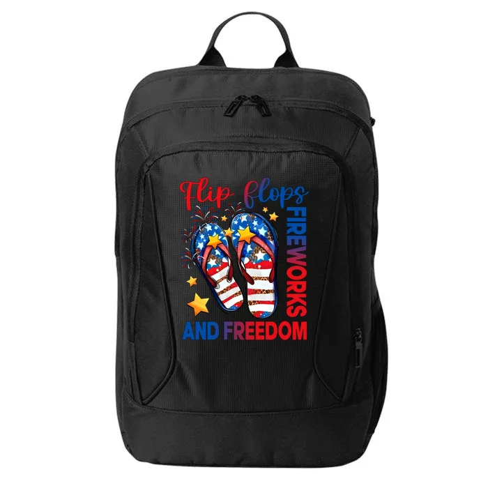 Retro Flip Flops Fireworks And Freedom American Flag Summer Gift City Backpack