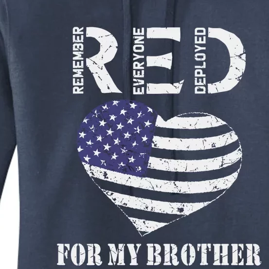 Red Friday For My Brother Remember Everyone Deployed Us Flag Women's Pullover Hoodie