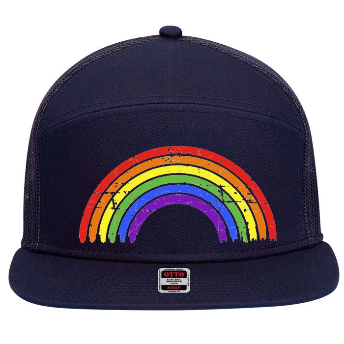 Rainbow Flag For LGBTQ+ Pride Month Awareness 7 Panel Mesh Trucker Snapback Hat