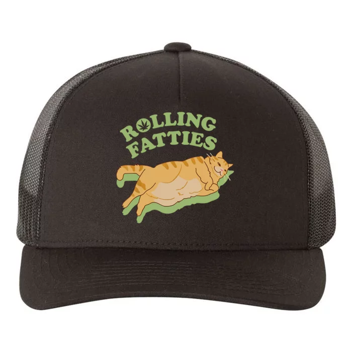 Rolling Fatties Funny Weed Cat Marijuana Yupoong Adult 5-Panel Trucker Hat