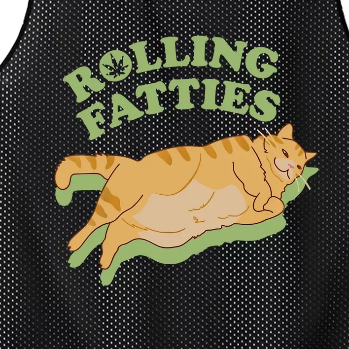 Rolling Fatties Funny Weed Cat Marijuana Mesh Reversible Basketball Jersey Tank