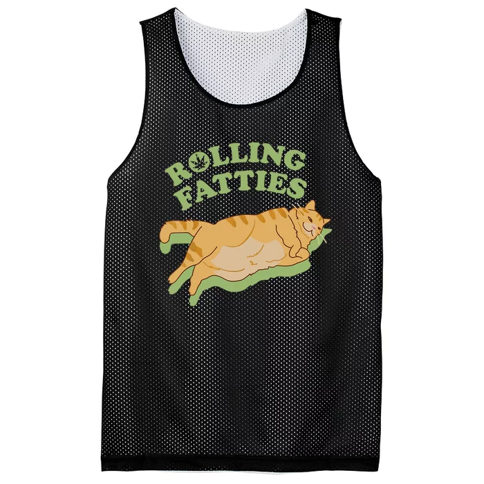 Rolling Fatties Funny Weed Cat Marijuana Mesh Reversible Basketball Jersey Tank