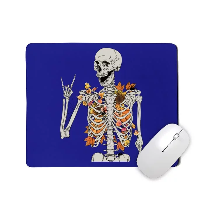 Retro Funny Fall Skeleton Autumn Leaves Peace Halloween Fall Great Gift Mousepad