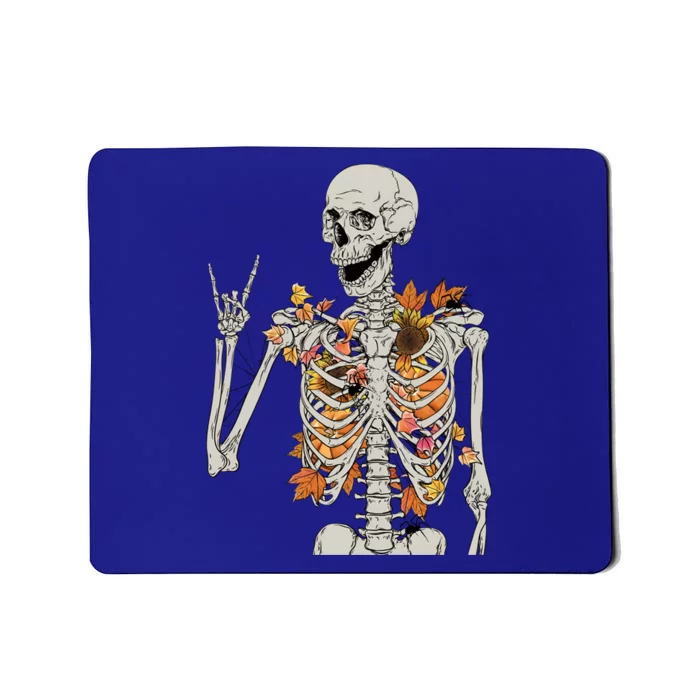 Retro Funny Fall Skeleton Autumn Leaves Peace Halloween Fall Great Gift Mousepad