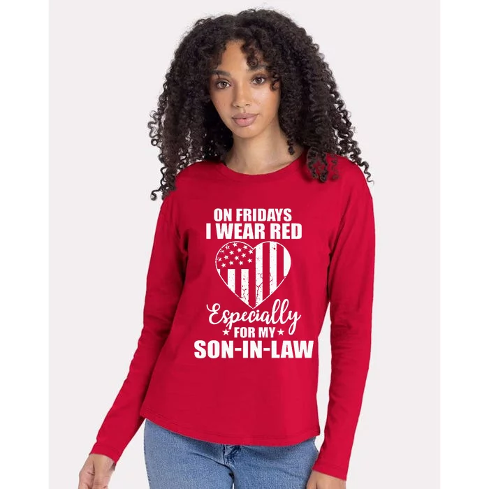 Red Friday For My Son In Law Military Troops Deployed Wear Womens Cotton Relaxed Long Sleeve T-Shirt