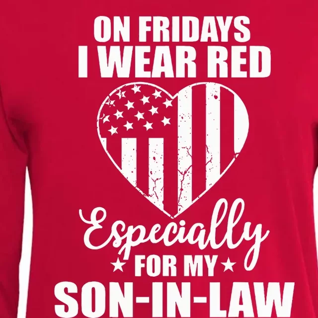 Red Friday For My Son In Law Military Troops Deployed Wear Womens Cotton Relaxed Long Sleeve T-Shirt