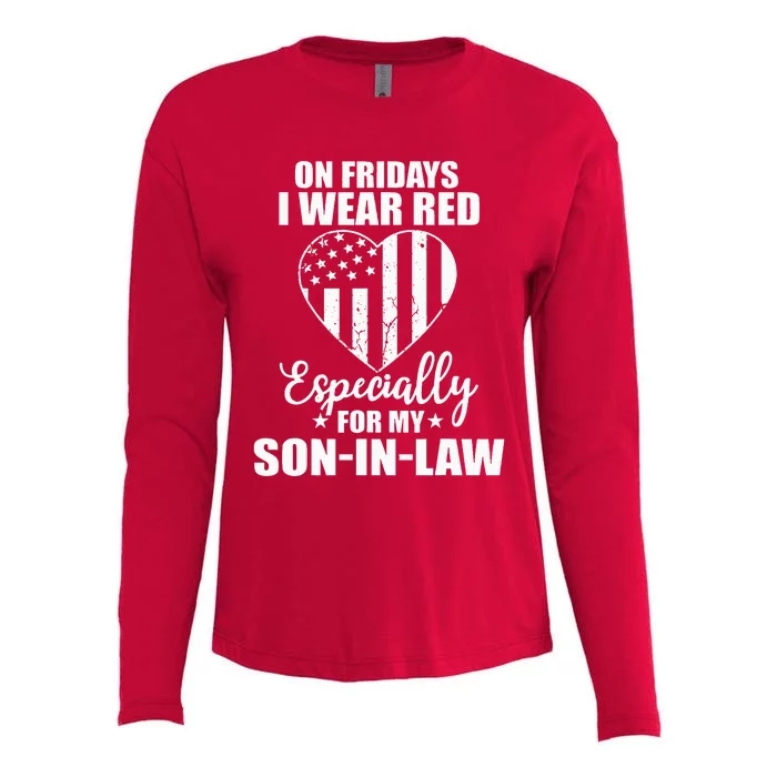 Red Friday For My Son In Law Military Troops Deployed Wear Womens Cotton Relaxed Long Sleeve T-Shirt