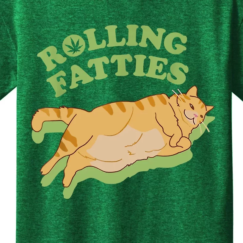 Rolling Fatties Funny Weed Cat Marijuana Kids T-Shirt