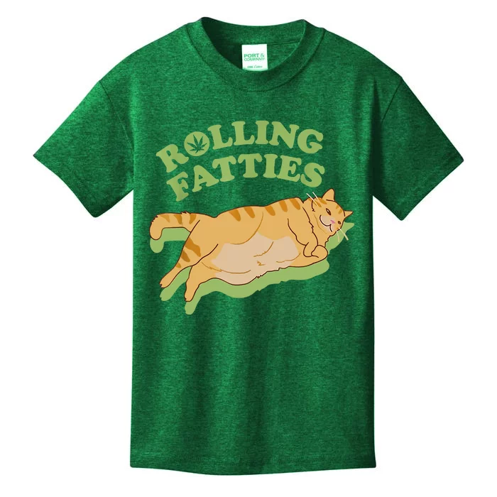 Rolling Fatties Funny Weed Cat Marijuana Kids T-Shirt