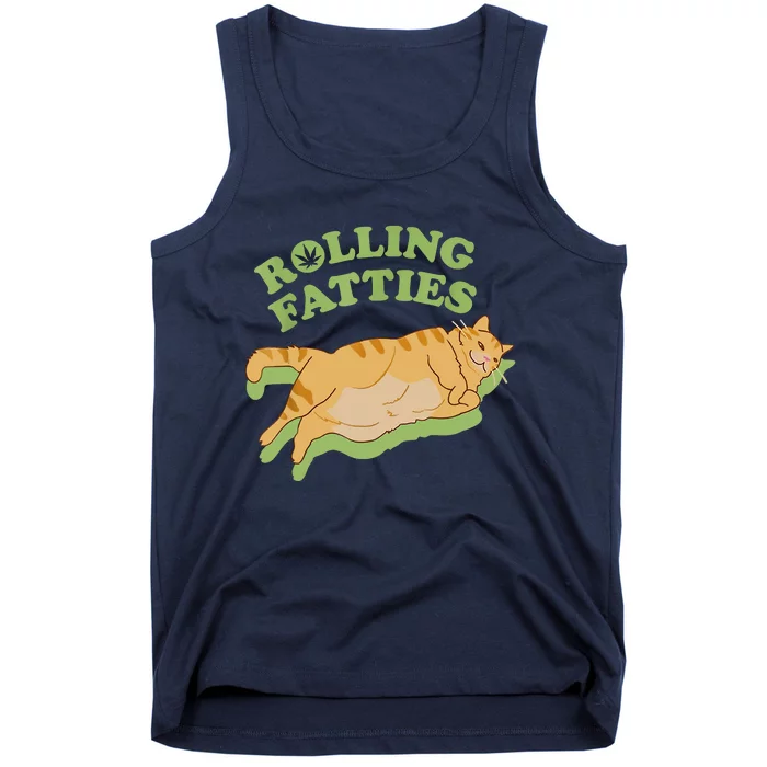 Rolling Fatties Funny Weed Cat Marijuana Tank Top