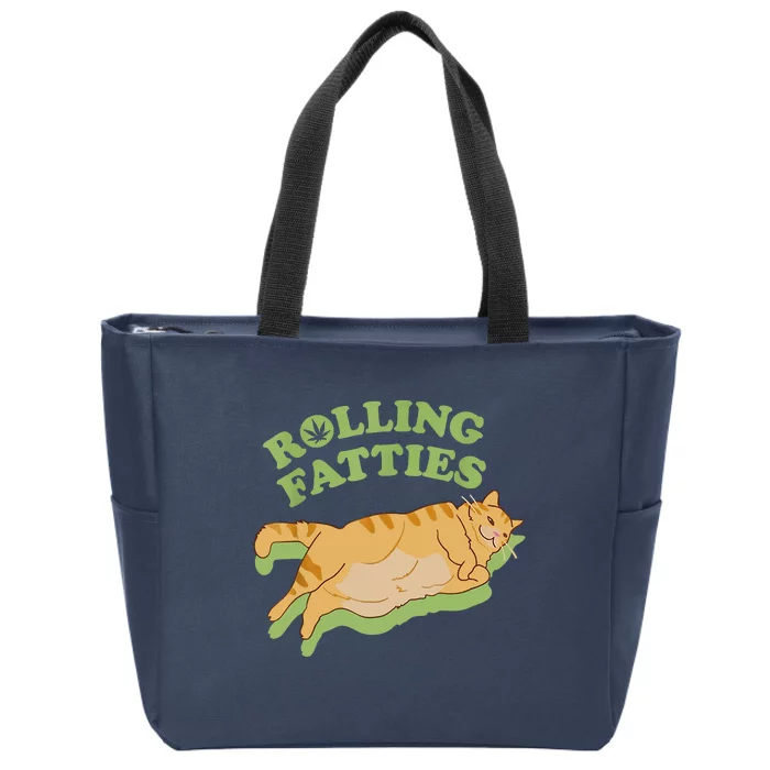 Rolling Fatties Funny Weed Cat Marijuana Zip Tote Bag