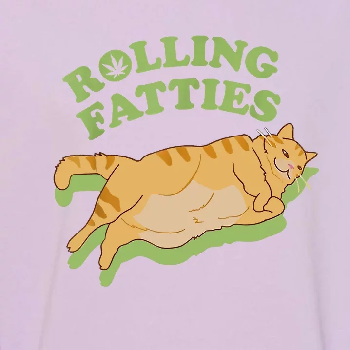 Rolling Fatties Funny Weed Cat Marijuana Garment-Dyed Sweatshirt