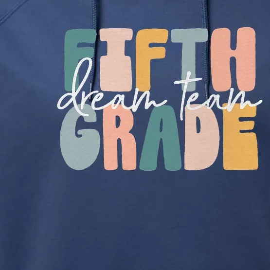 Retro Fifth Grade Dream Team Groovy Teacher Back To School Performance Fleece Hoodie