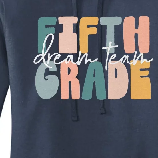 Retro Fifth Grade Dream Team Groovy Teacher Back To School Women's Pullover Hoodie