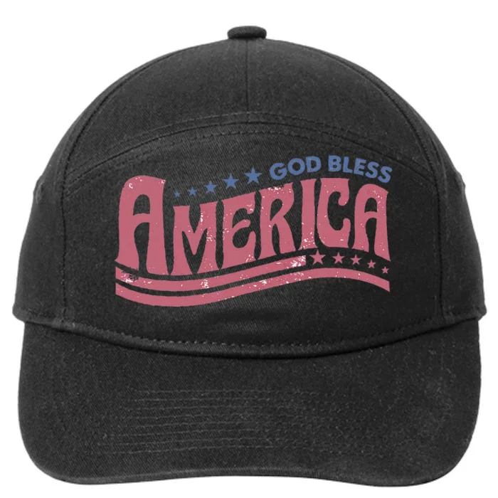 Retro Funny God Bless America Independence Day 7-Panel Snapback Hat