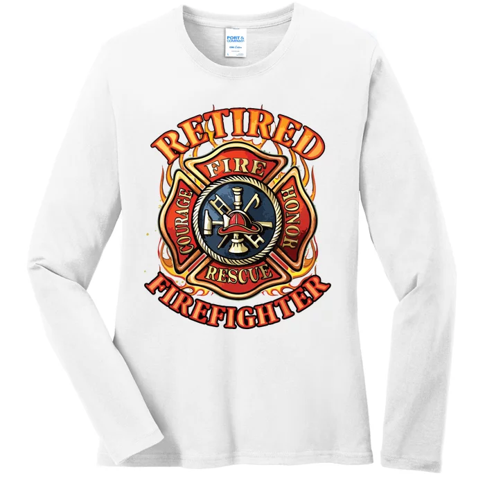 Retired Firefighter Gift Fireman Retirement Party Gift Ladies Long Sleeve Shirt