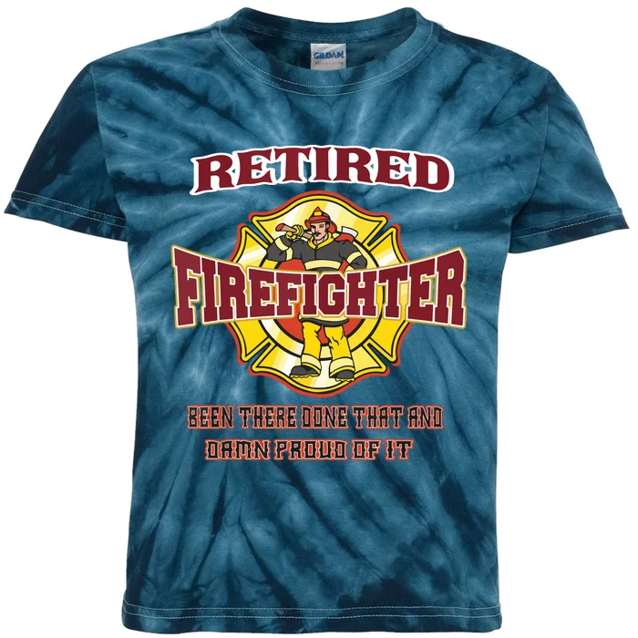 Retired Firefighter Gift For Fireman Fire Fighter Kids Tie-Dye T-Shirt