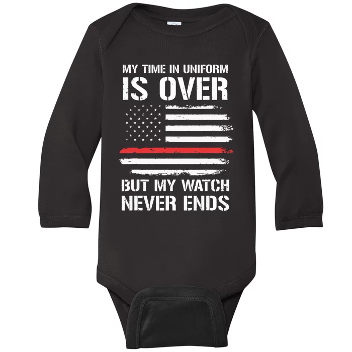 Retired Firefighter Gifts Shirts Thin Red Line Baby Long Sleeve Bodysuit