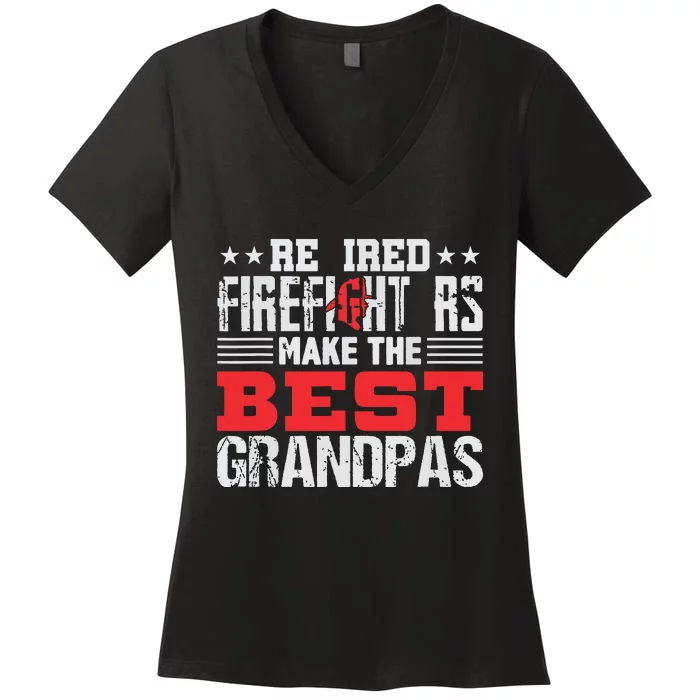 Retired Firefighter Grandpa Fireman Retirement Gift Women's V-Neck T-Shirt