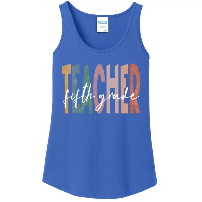 Retro Fifth Grade Teacher Vintage Fifth Grade Teacher 5Th Gift Ladies Essential Tank