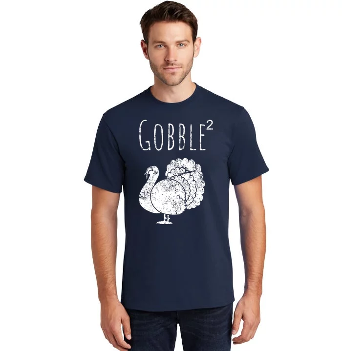 Retro Funny Gobble Squared Turkey Day Math Thanksgiving Joke Tall T-Shirt