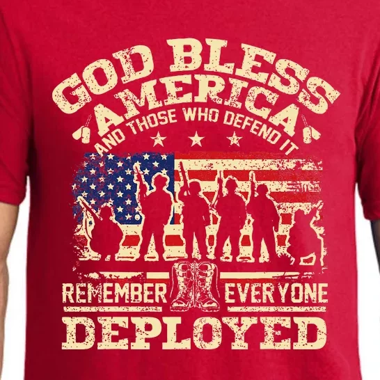 RED Friday God Bless America Remember Everyone Deployed Pajama Set