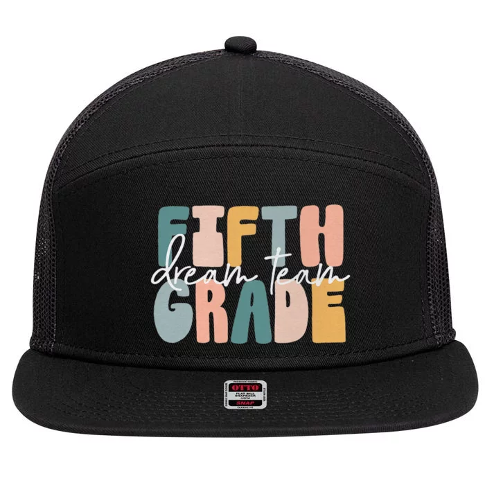 Retro Fifth Grade Dream Team GroovyTeacher Back To School 7 Panel Mesh Trucker Snapback Hat