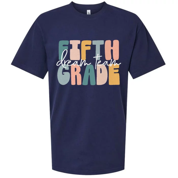 Retro Fifth Grade Dream Team GroovyTeacher Back To School Sueded Cloud Jersey T-Shirt