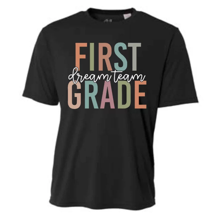 Retro First Grade Dream Team Groovy Teacher Back To School Cooling Performance Crew T-Shirt