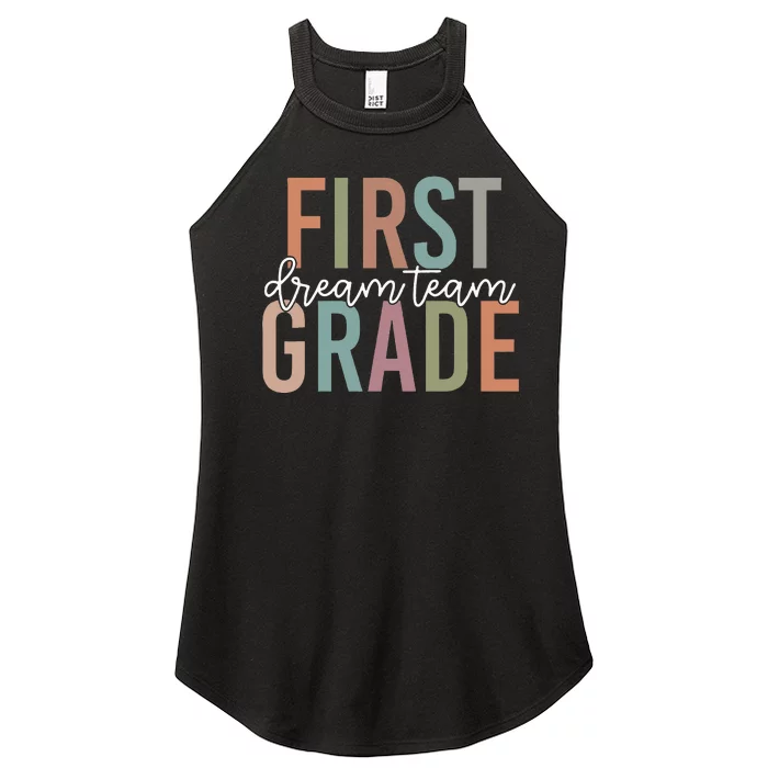 Retro First Grade Dream Team Groovy Teacher Back To School Women’s Perfect Tri Rocker Tank