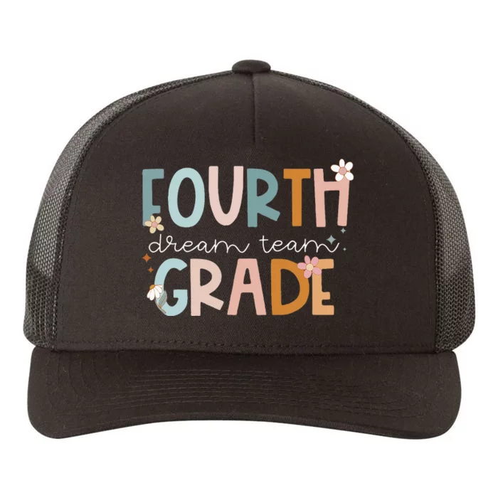 Retro Fourth Grade Dream Team Groovy Teacher Back To School Yupoong Adult 5-Panel Trucker Hat