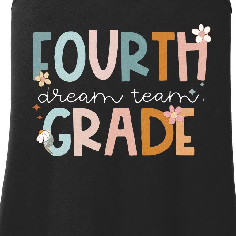 Retro Fourth Grade Dream Team Groovy Teacher Back To School Ladies Essential Tank