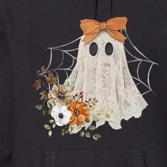 Retro Floral Ghost Cute Halloween Costume Funny Graphic Premium Hoodie