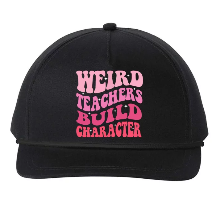 Retro Funny Groovy Weird Teachers Build Character Teacher Sayings Gift Snapback Five-Panel Rope Hat