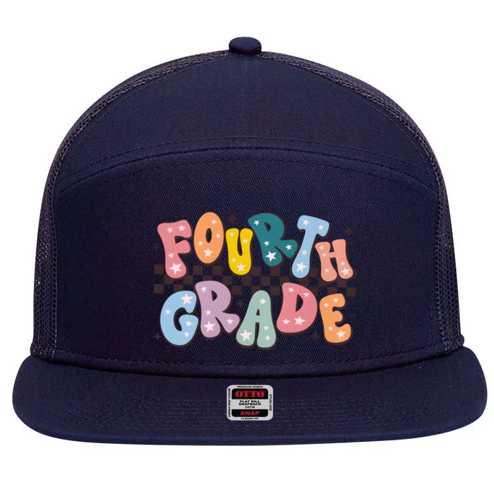 Retro Fourth Grade For Teacher Student 7 Panel Mesh Trucker Snapback Hat