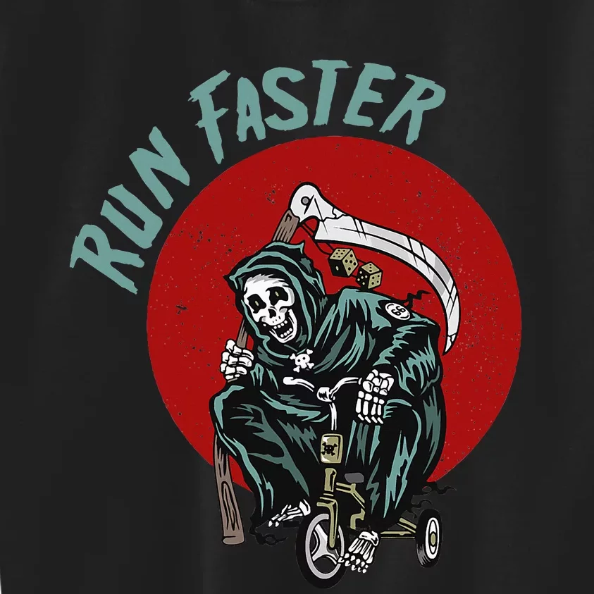 Run Faster Grim Reaper Last Responder Funny Dark Humor Gift Kids Sweatshirt