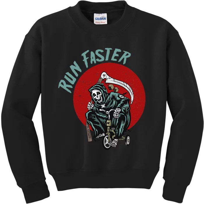 Run Faster Grim Reaper Last Responder Funny Dark Humor Gift Kids Sweatshirt